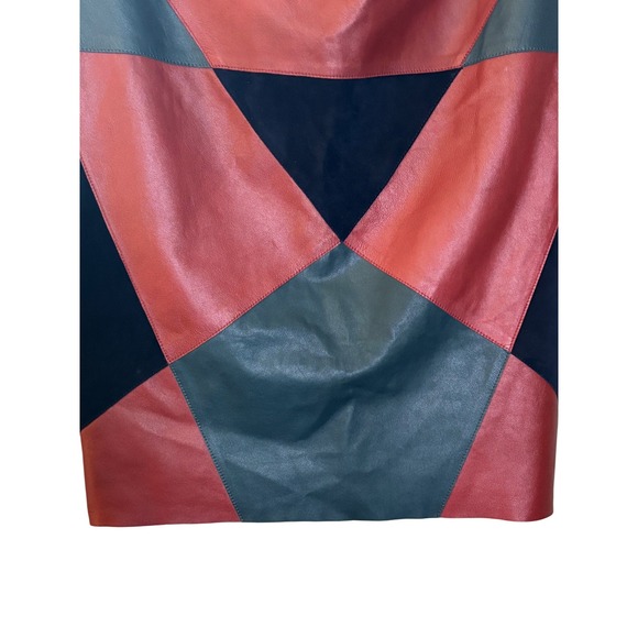 Derek Lam Leather Pencil Skirt Geometric Patchwork High‎ Waist Career 48 - Picture 3 of 13